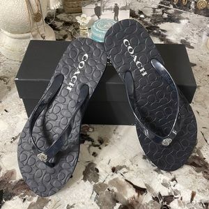 Coach | Shoes | Coach Abbigail Navy Blue Flip Flops Size 6 | Poshmark